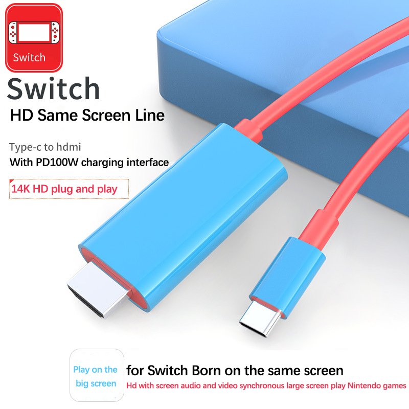 Portable Switch Dock USB Type C to HDMI Conversion Cable for TV Docking Mode Compatible with Nintendo Switch, Steam Deck, Samsung Dex Station S21/S20/Note20/TabS7